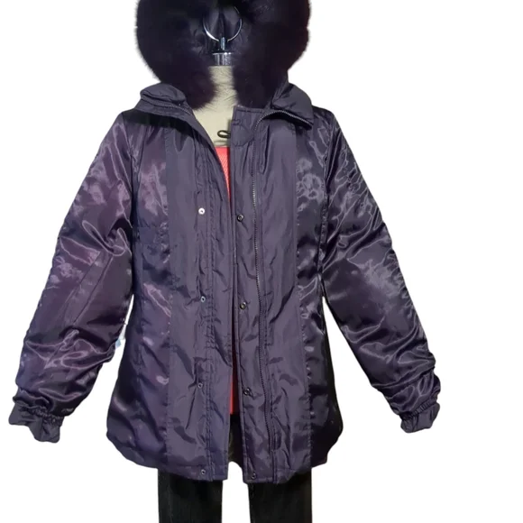 Laura Purple Puffer Jacket with Faux Fur Hood Size SP - Picture 13 of 16